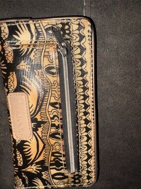 Sakroots Black and Tan Patterned Zip Card Wallet